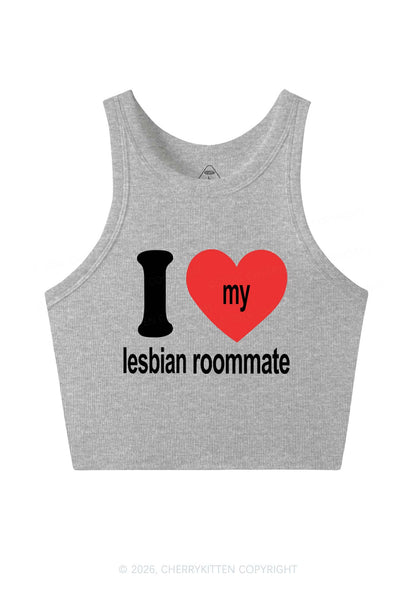 I Love My Lesbian Roommate Pride Y2K Crop Tank Top Cherrykitten