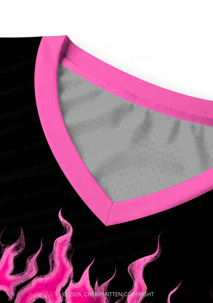 Hot Pink Flame Lesbian Pride Y2K Sport Jersey Tank Cherrykitten