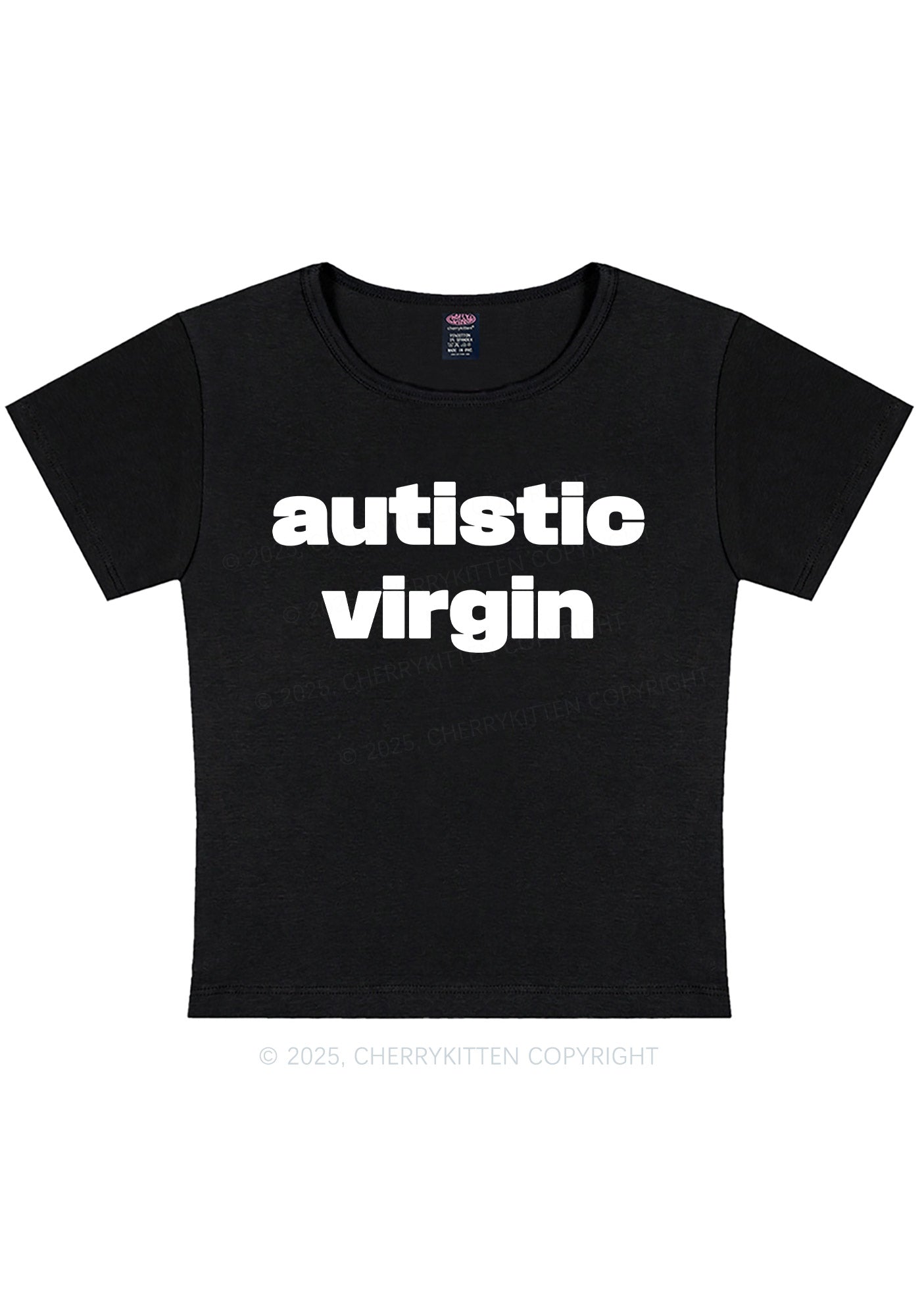 Autistic Virgin Y2K Baby Tee Cherrykitten