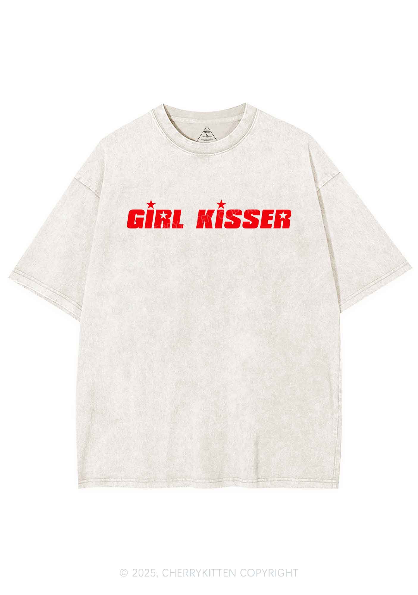 Girl Kisser Star Y2K Shirts Washed Tee Cherrykitten