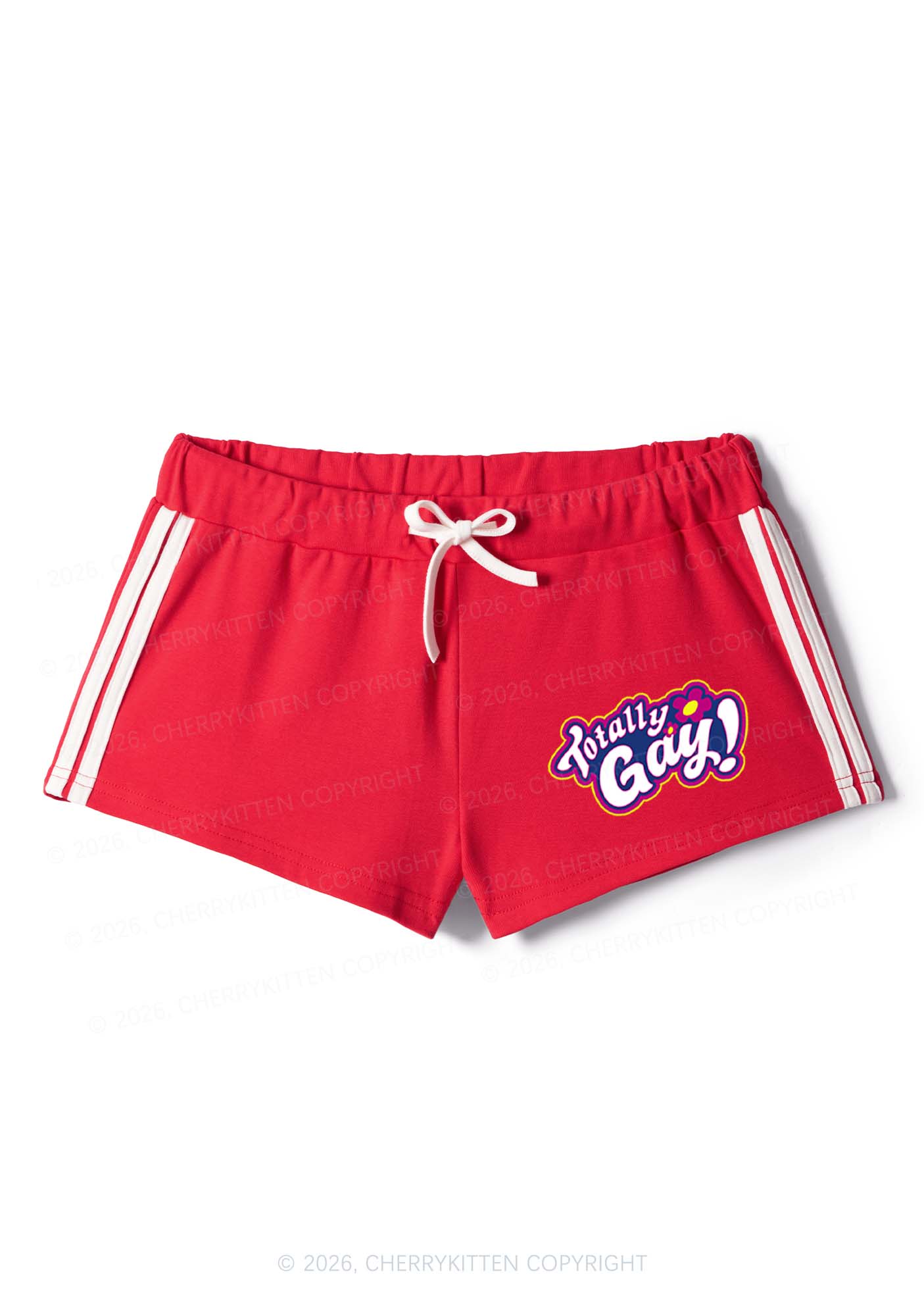Totally Gay Pride Y2K Drawstring Mini Shorts Cherrykitten