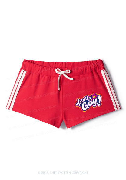 Totally Gay Pride Y2K Drawstring Mini Shorts Cherrykitten