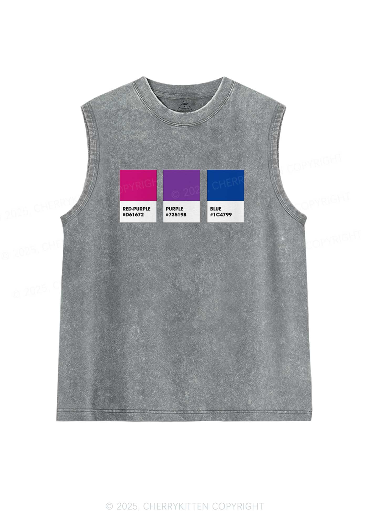 Bisexual Flag Colors Pride Y2K Washed Muscle Tank Cherrykitten