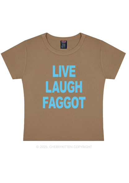 Live Laugh Faggot Pride Y2K Baby Tee Cherrykitten