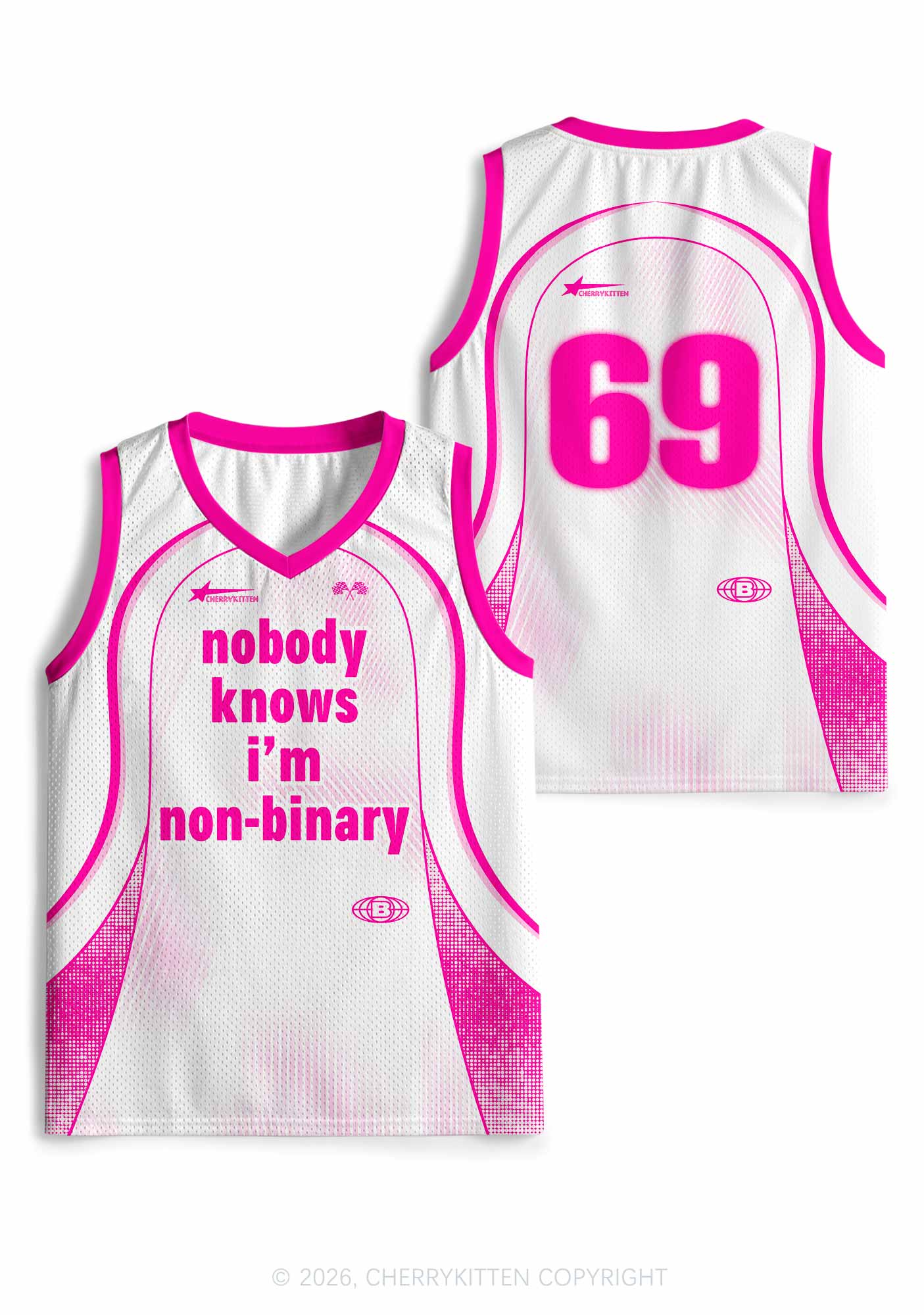Nobody Knows Im Nonbinary Pride Y2K Sport Jersey Tank Cherrykitten