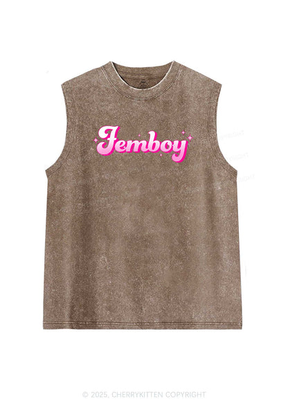 Femboy Pride Y2K Washed Muscle Tank Cherrykitten