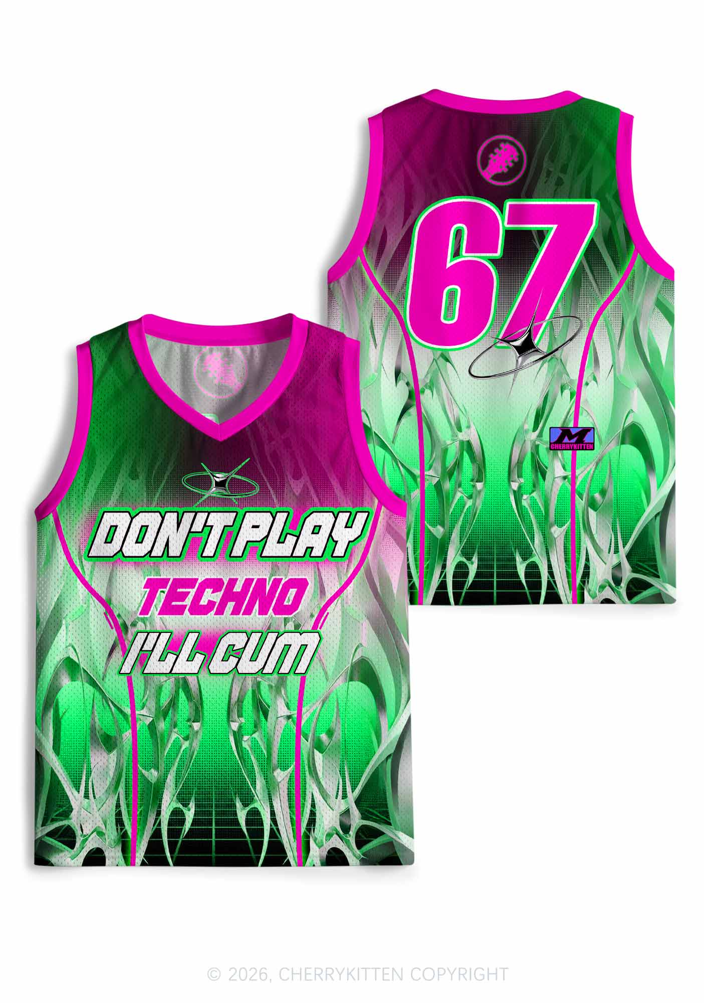 Checkered Dont Play Techno Y2K Sport Jersey Tank Cherrykitten