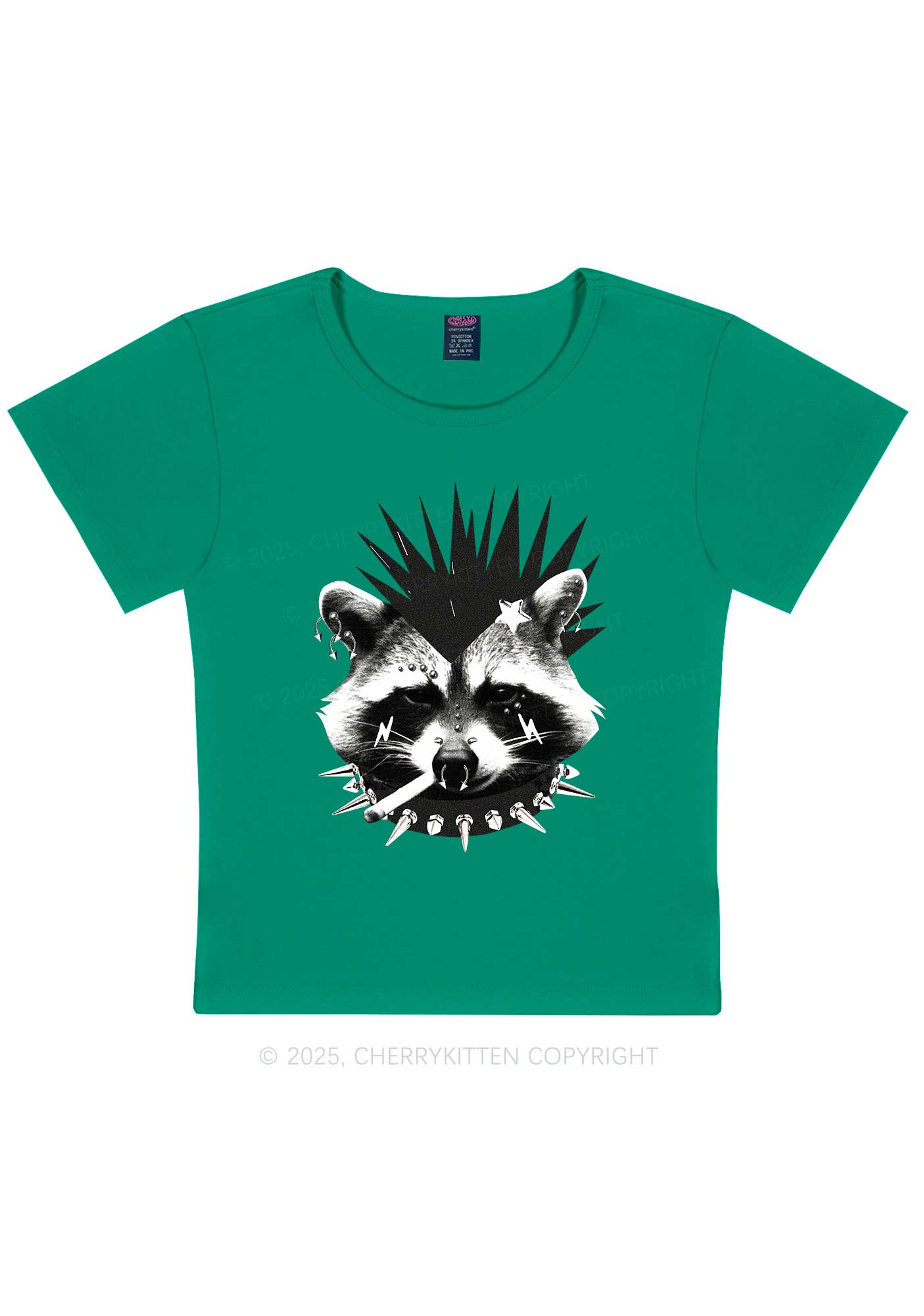 Punk Raccoon Y2K Baby Tee Cherrykitten