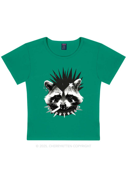 Punk Raccoon Y2K Baby Tee Cherrykitten