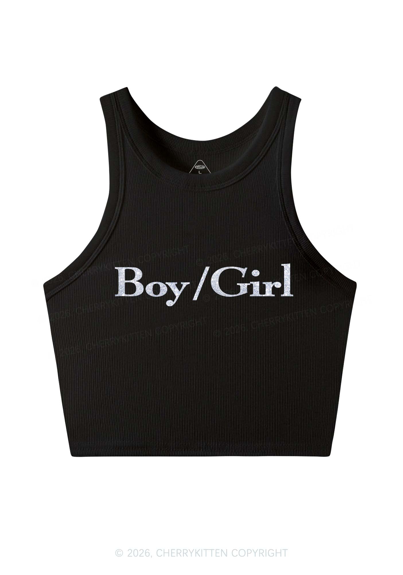 Glitter Boy Or Girl Pride Y2K Crop Tank Top Cherrykitten