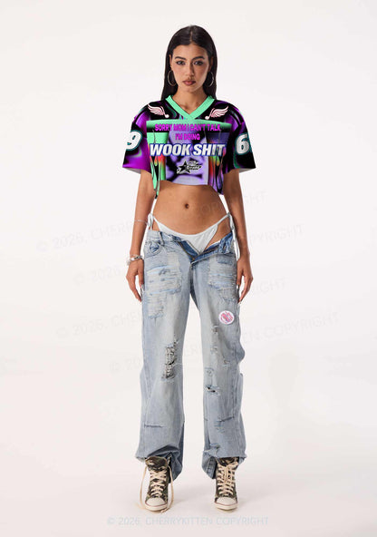 Im Doing Wook Shxt Y2K Crop Sport Jersey Shirts Cherrykitten