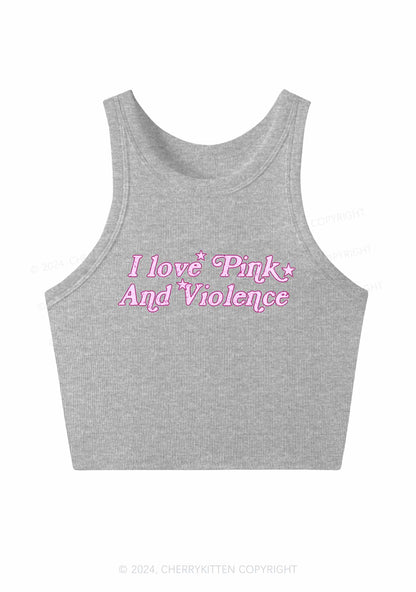 I Love Pink Y2K Crop Tank Top Cherrykitten