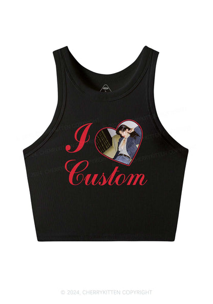 I Love Custom Name Y2K Valentine's Day Crop Tank Top Cherrykitten