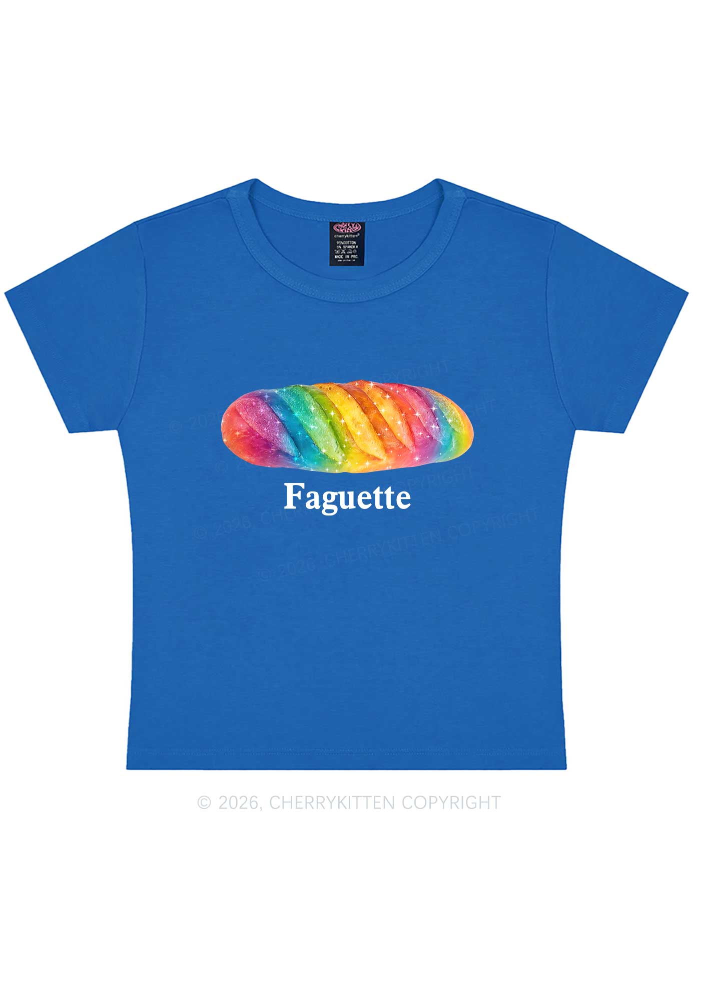 Rainbow Faguette Pride Y2K Baby Tee Cherrykitten