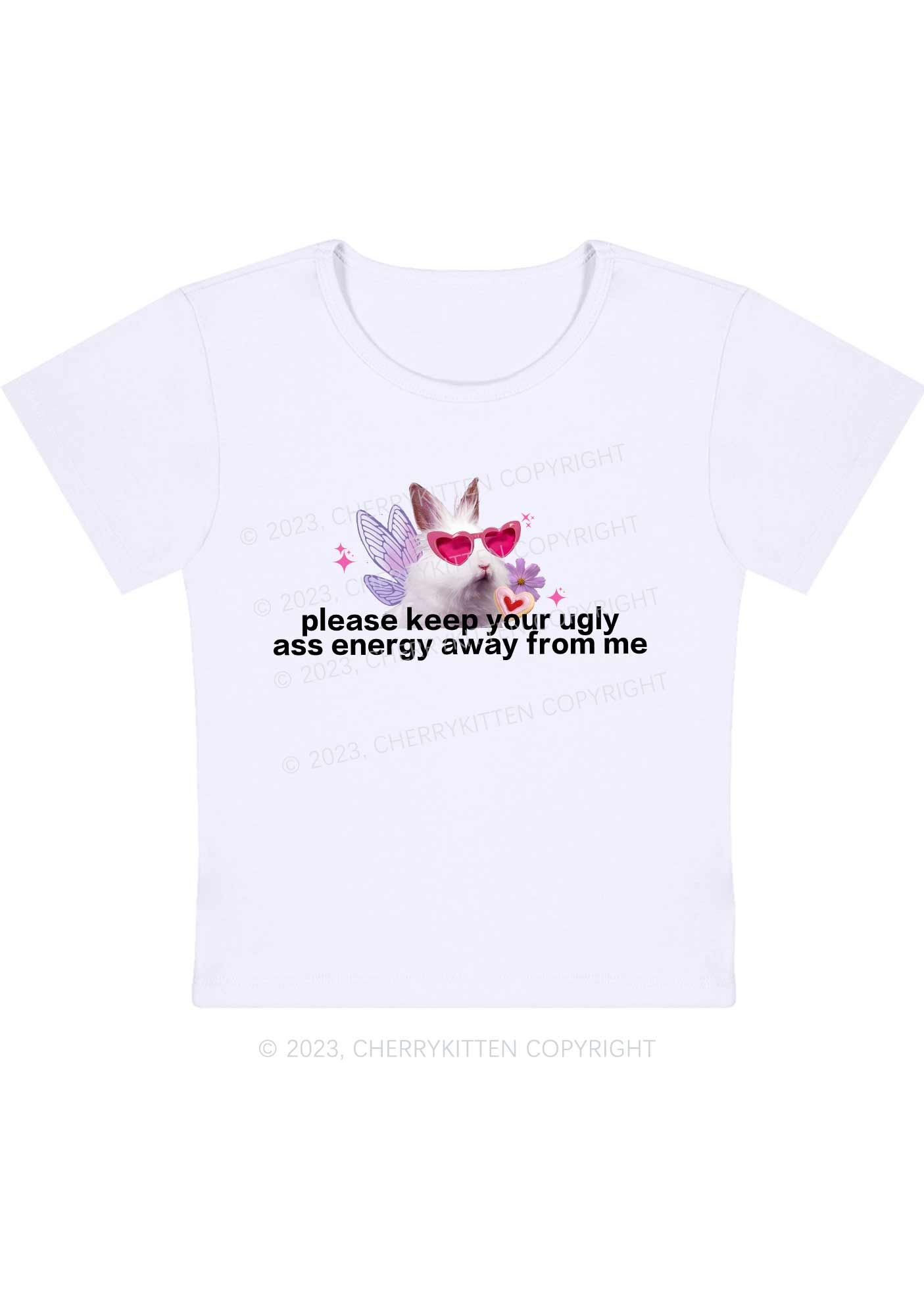 Curvy Please Keep Away From Me Y2K Baby Tee Cherrykitten