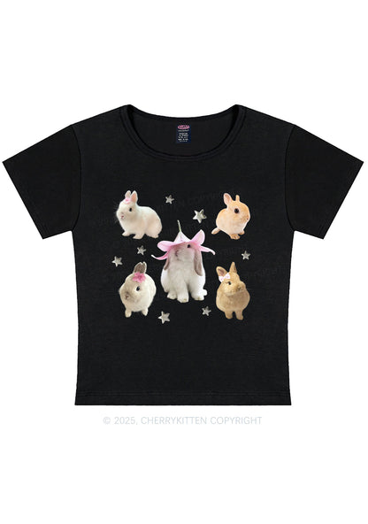 Lovely Rabbits Y2K Baby Tee Cherrykitten