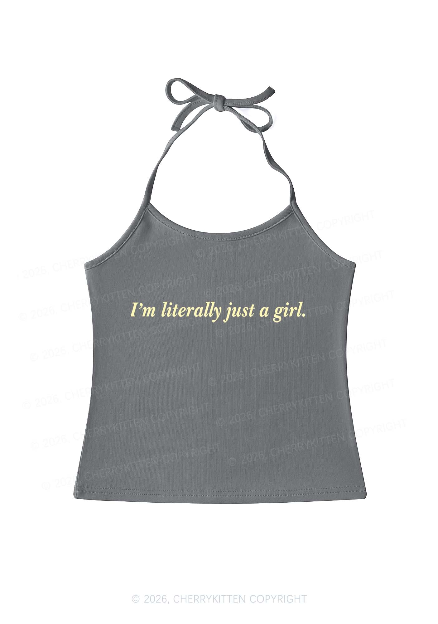 Literally Just A Girl Y2K Halter Neck Cami Cherrykitten