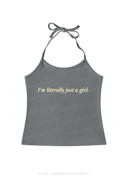 Literally Just A Girl Y2K Halter Neck Cami Cherrykitten