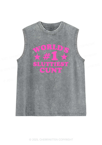 Worlds First Slxttiest Cxxt Y2K Washed Muscle Tank Cherrykitten