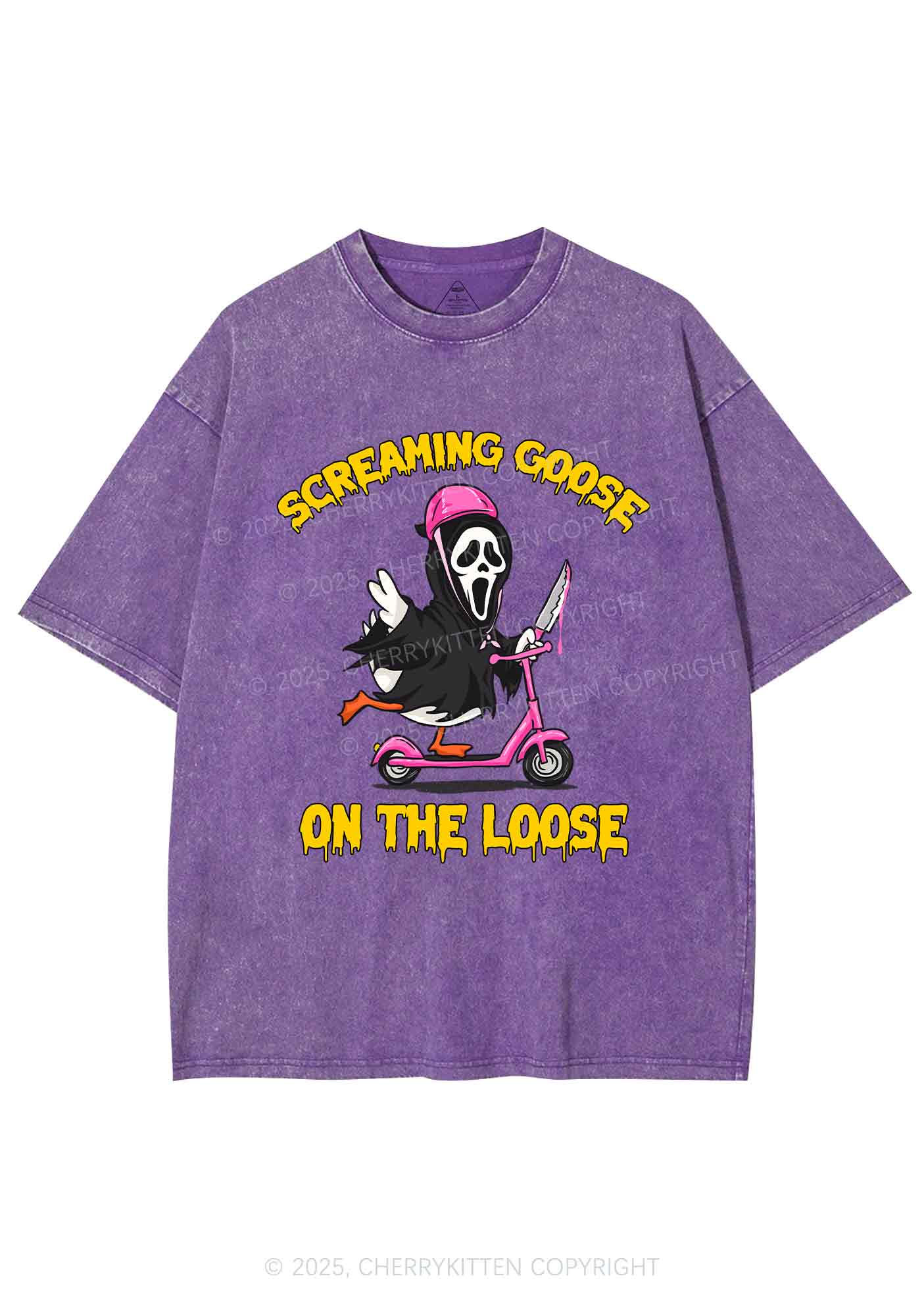 Halloween Screaming Goose On Loose Y2K Shirts Washed Tee Cherrykitten