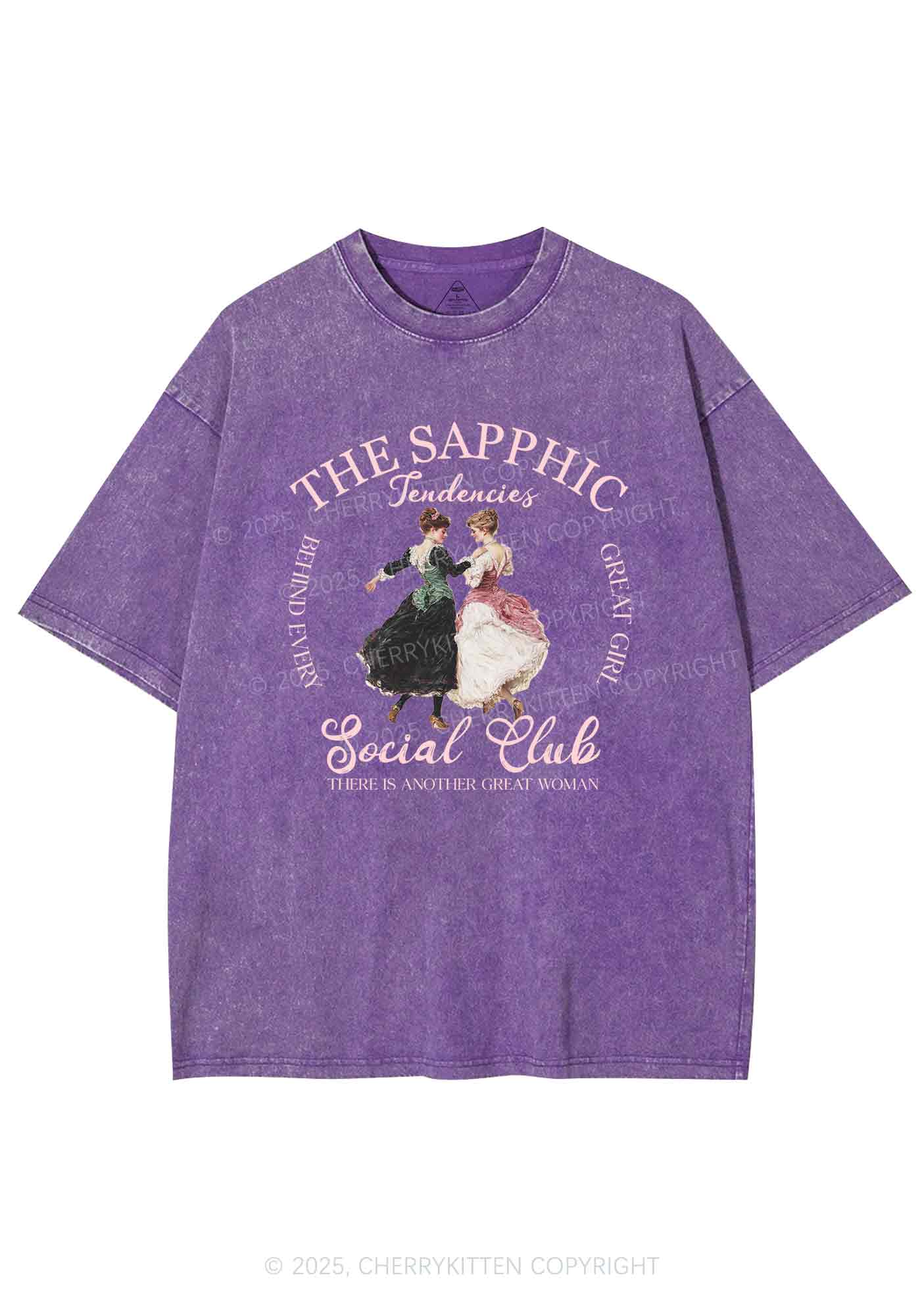 The Sapphic Pride Y2K Shirts Washed Tee Cherrykitten
