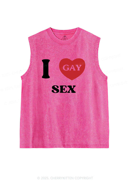 I Love Sx Gay Pride Y2K Washed Muscle Tank Cherrykitten