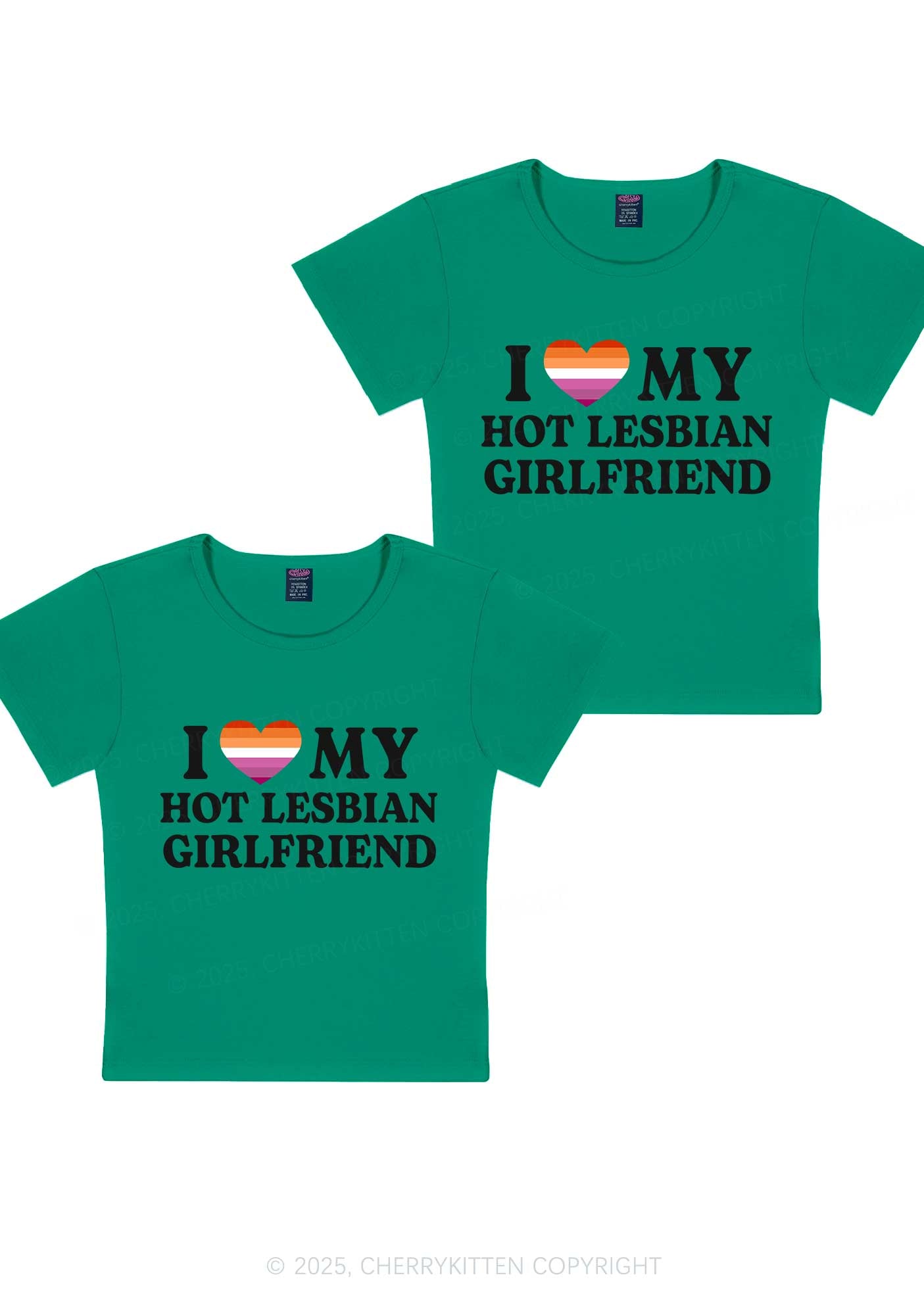Love My Hot Lesbian GF Y2K Valentine's Day Baby Tee Cherrykitten
