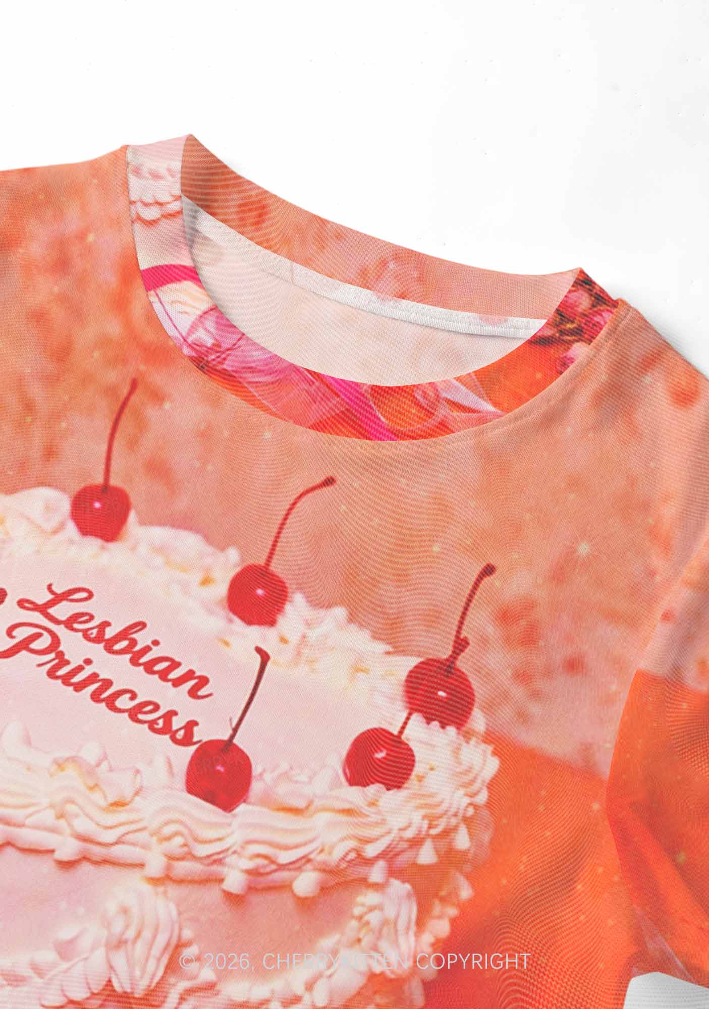 Coral Lesbian Princess Cake Pride Y2K Mesh Crop Top Cherrykitten