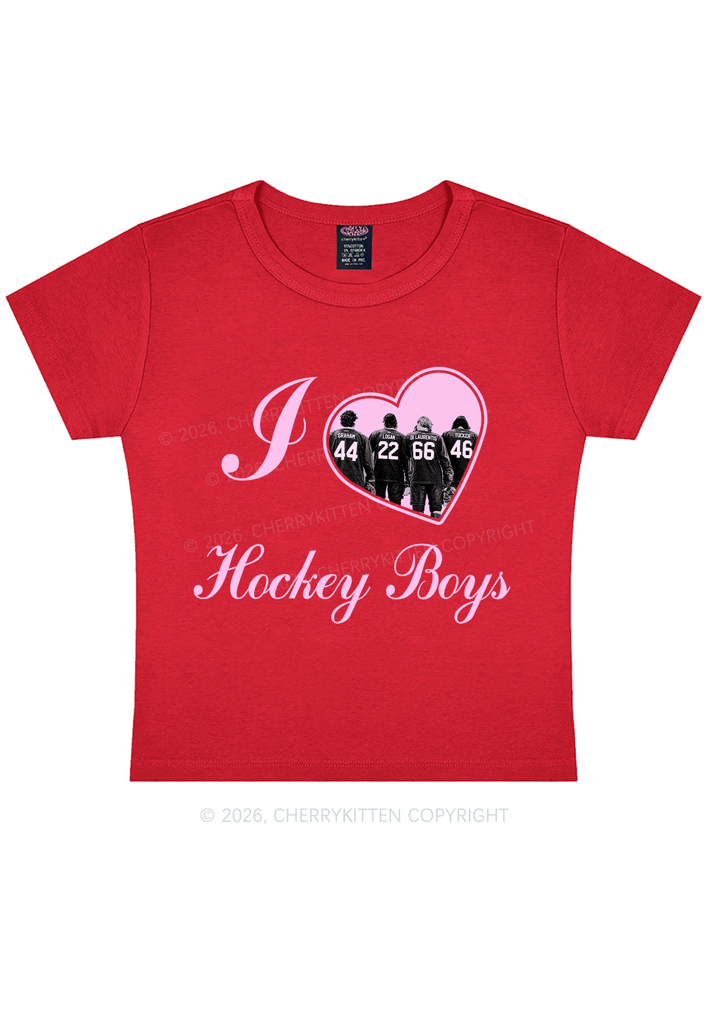 I Love Four Hockey Boys Y2K Baby Tee Cherrykitten