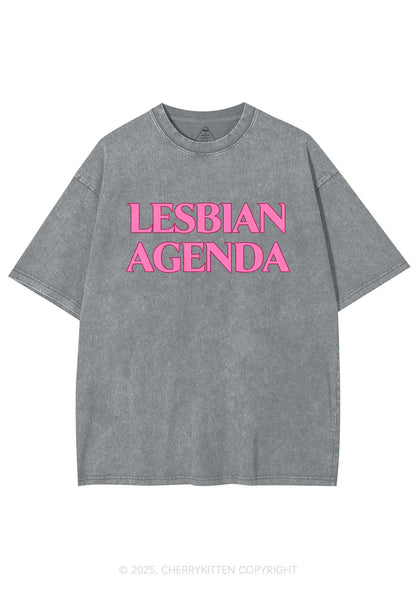 Lesbian Agenda Y2K Shirts Washed Tee Cherrykitten