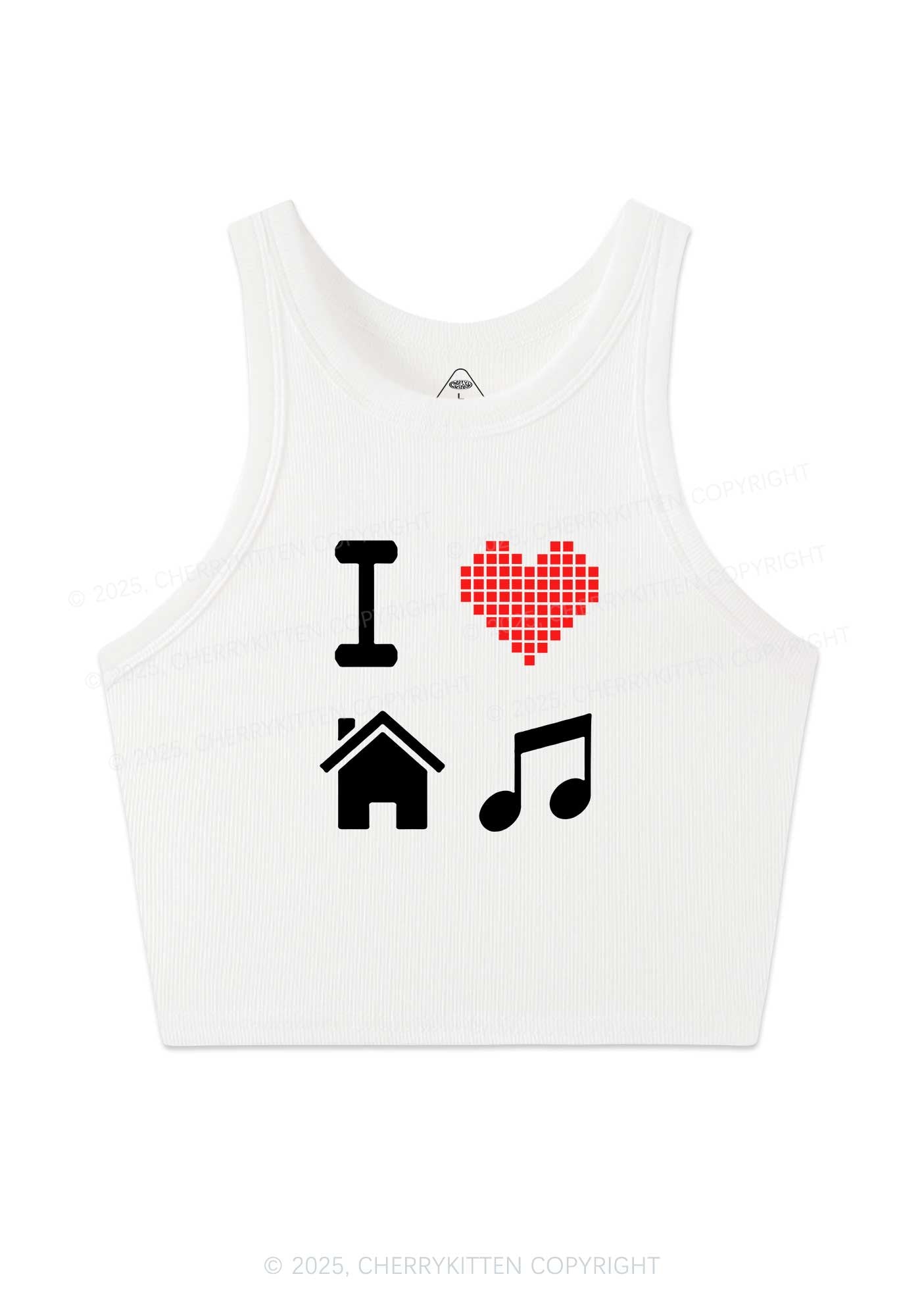 I Love House Music Y2K Crop Tank Top Cherrykitten