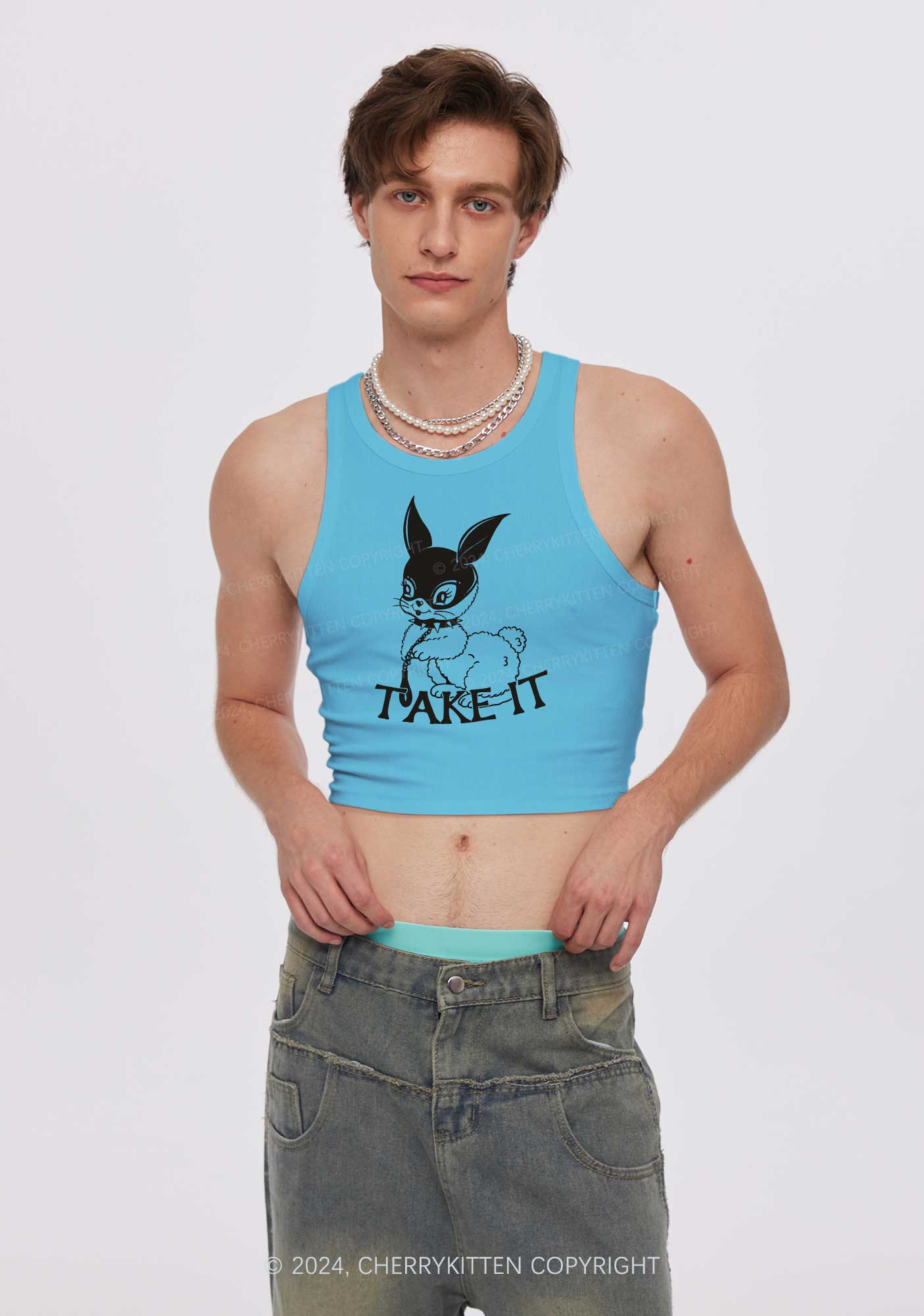Take It Bunny Y2K Crop Tank Top Cherrykitten