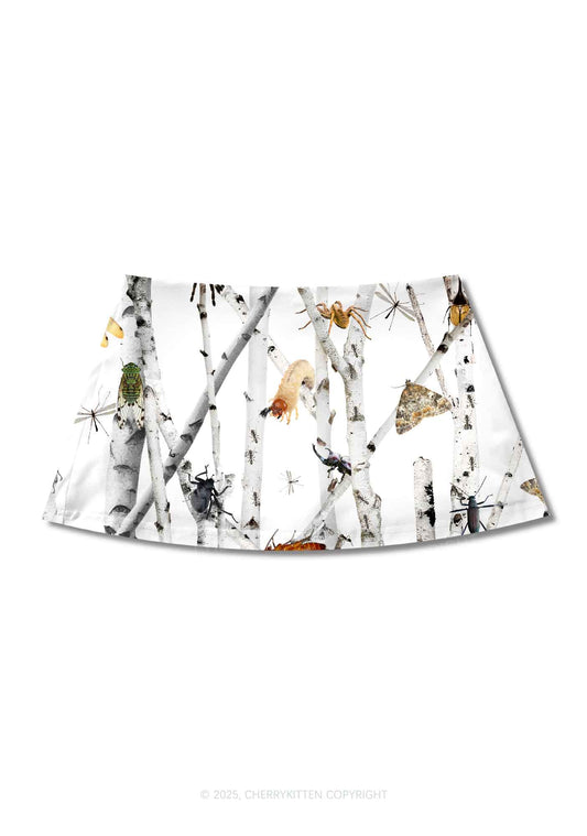 Insects On Birch Y2K Print Mini Skirt Cherrykitten