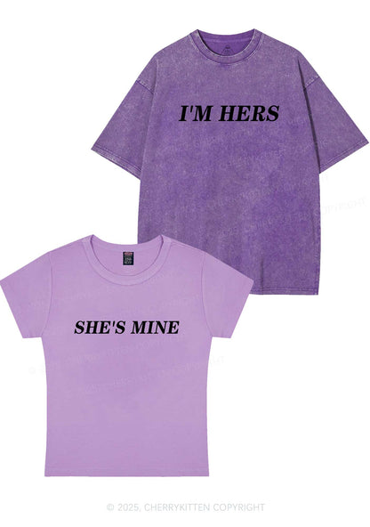 Shes Mine Im Hers Y2K Valentine's Day Couple Shirt Cherrykitten