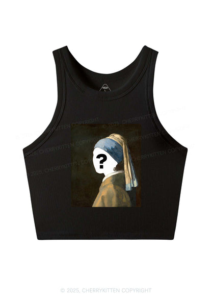 Custom Pearl Portrait Y2K Crop Tank Top Cherrykitten