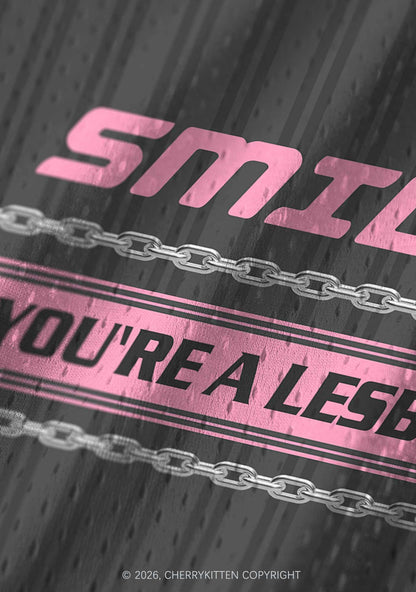 Grey Smile If You Are Lesbian Pride Y2K Sport Jersey Tank Cherrykitten