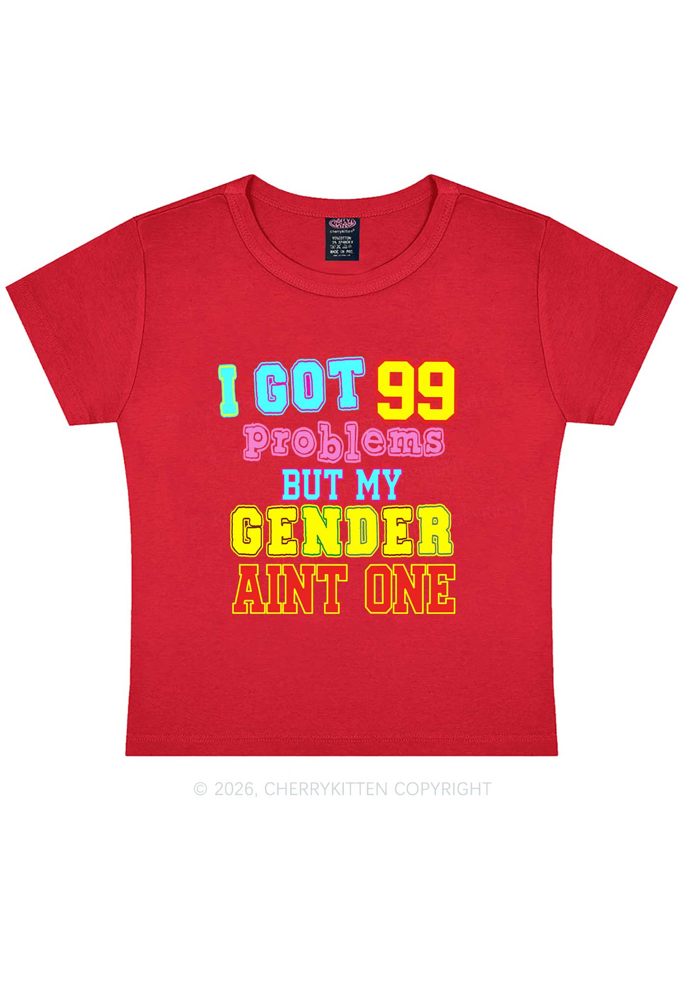 Gender Aint One Pride Y2K Baby Tee Cherrykitten