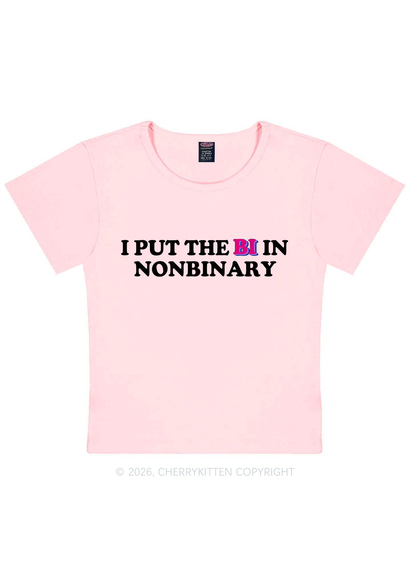 I Put The Bi In Nonbinary Pride Y2K Baby Tee Cherrykitten