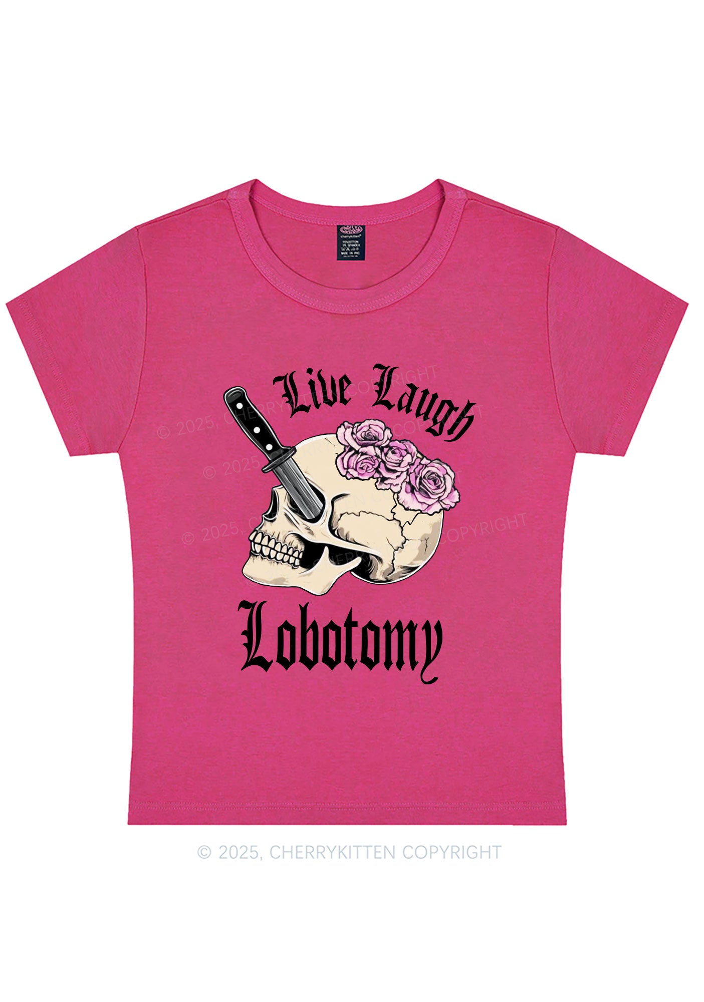 Live Laugh Lobotomy Skull Y2K Baby Tee Cherrykitten