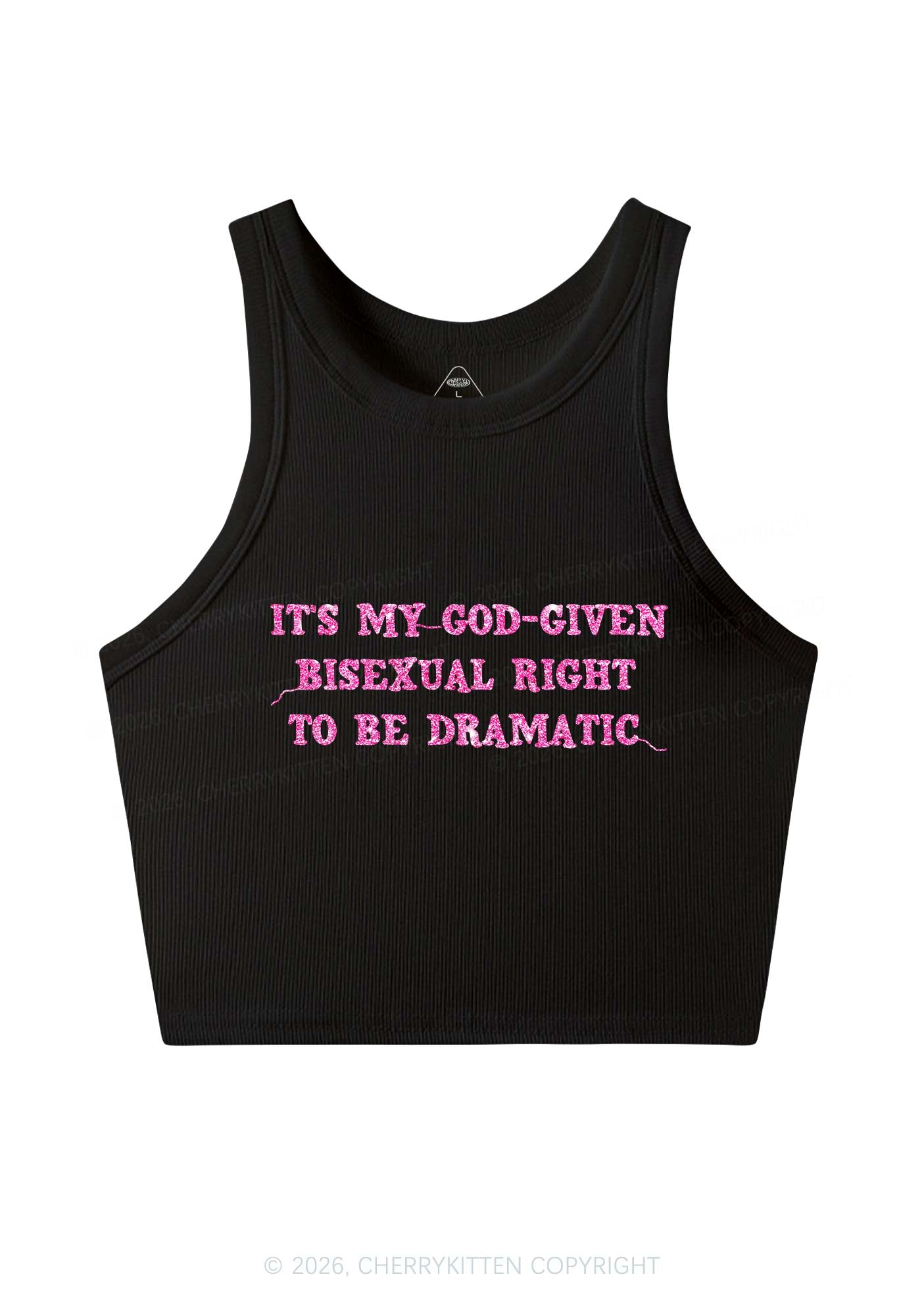 Glitter God Given Bisexual Right Pride Y2K Crop Tank Top Cherrykitten