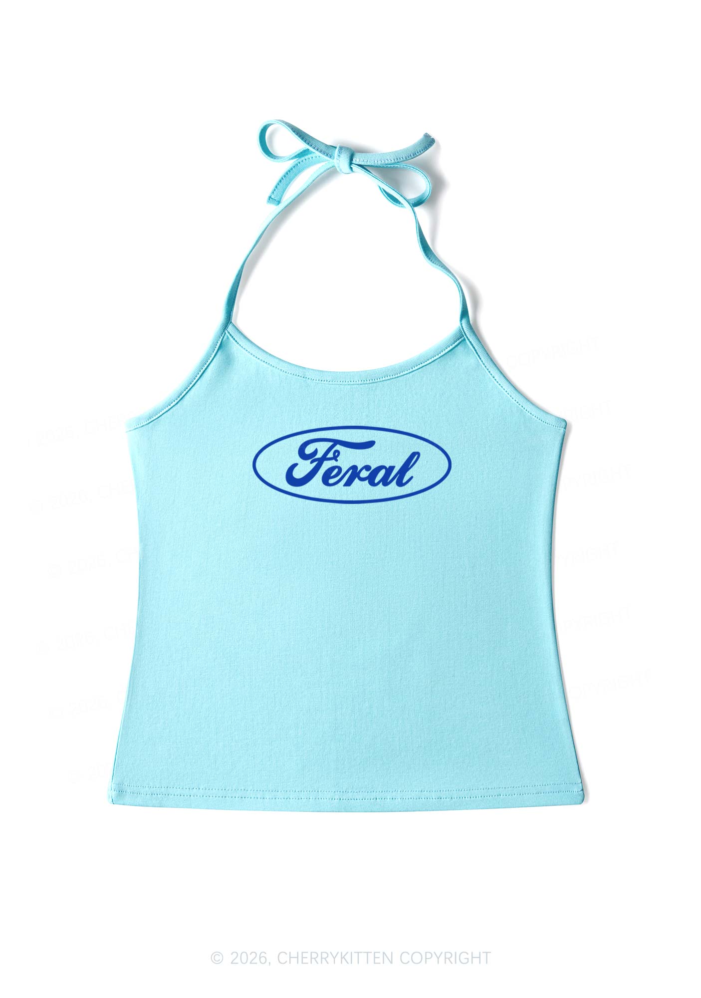 Blue Feral Y2K Halter Neck Cami Cherrykitten