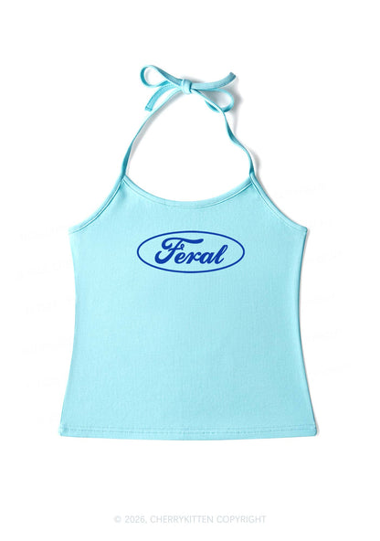 Blue Feral Y2K Halter Neck Cami Cherrykitten