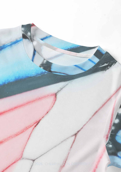 Trans Butterfly Wing Pride Y2K Mesh Crop Top Cherrykitten