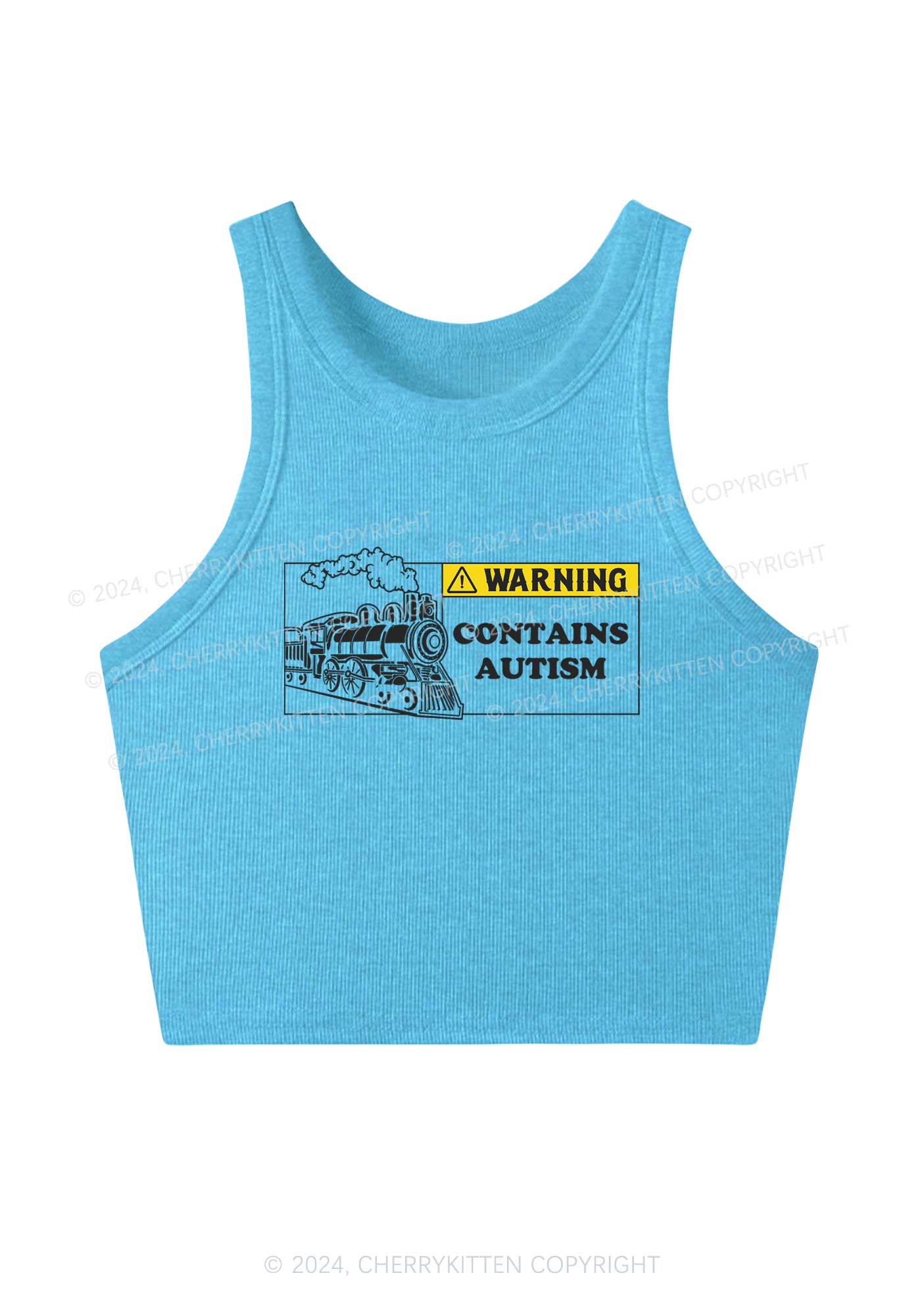 Warning Contains Autism Y2K Crop Tank Top Cherrykitten