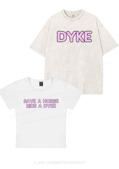 Save Horse Ride Dyke Y2K Valentine's Day Couple Shirt Cherrykitten