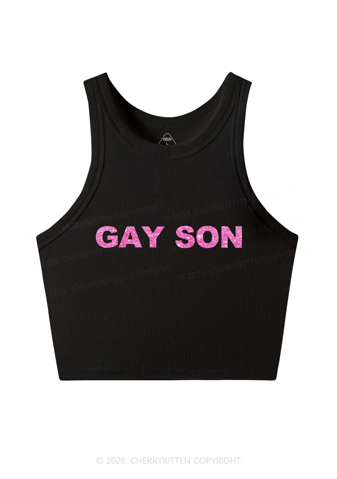 Glitter Gay Son Pride Y2K Crop Tank Top Cherrykitten