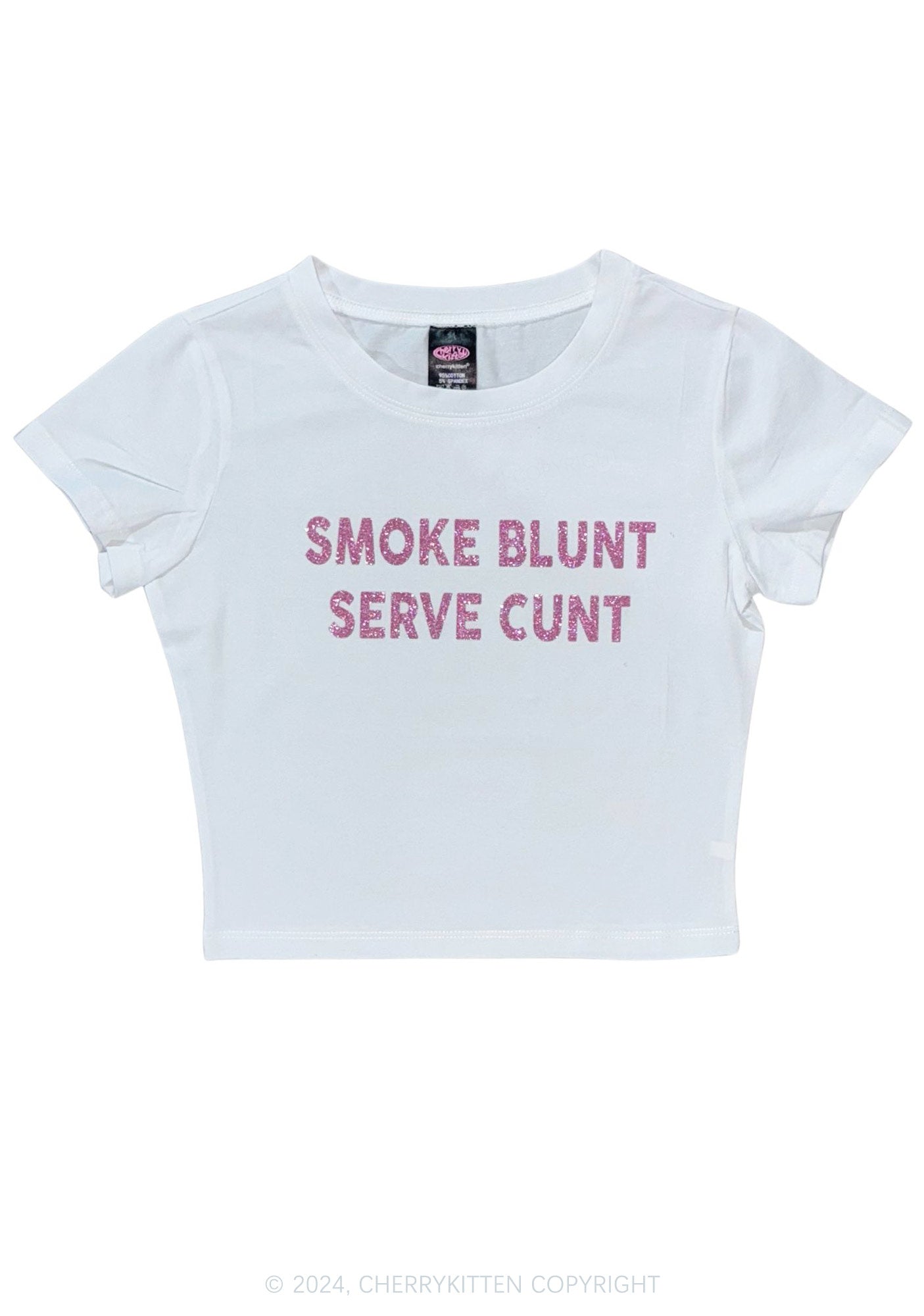 Glitter Smoke Blunt Y2K Baby Tee Cherrykitten
