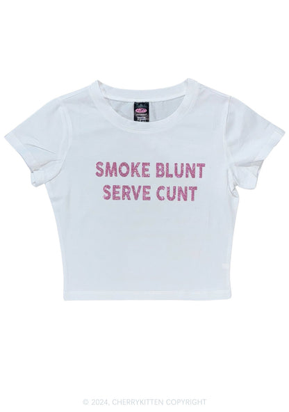 Glitter Smoke Blunt Y2K Baby Tee Cherrykitten