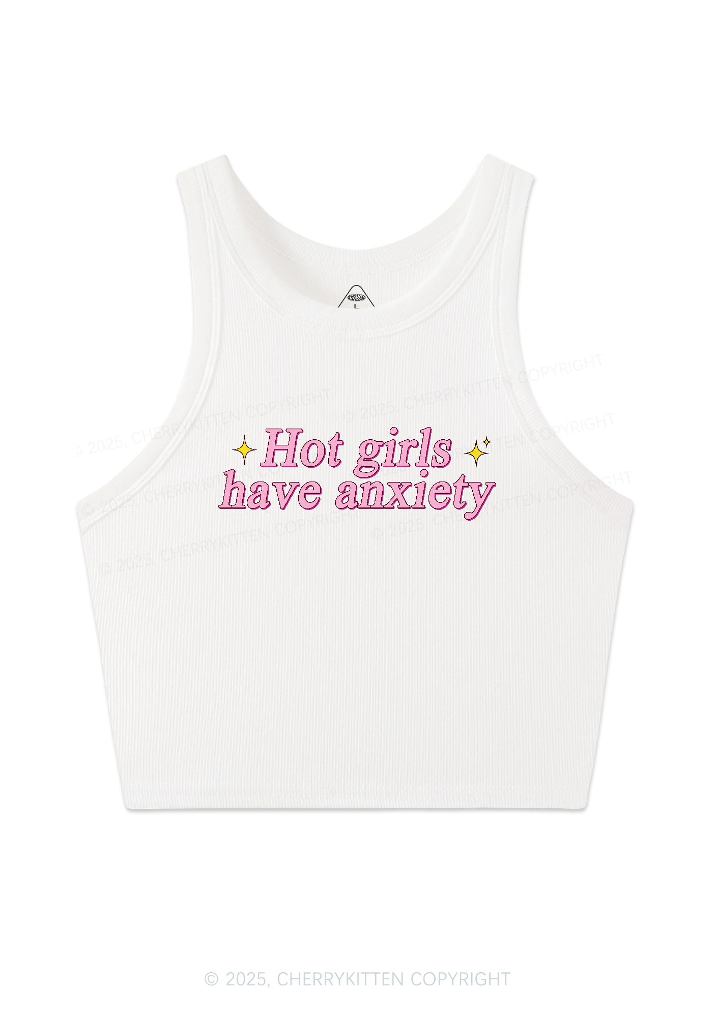 Hot Girls Anxiety Y2K Crop Tank Top Cherrykitten