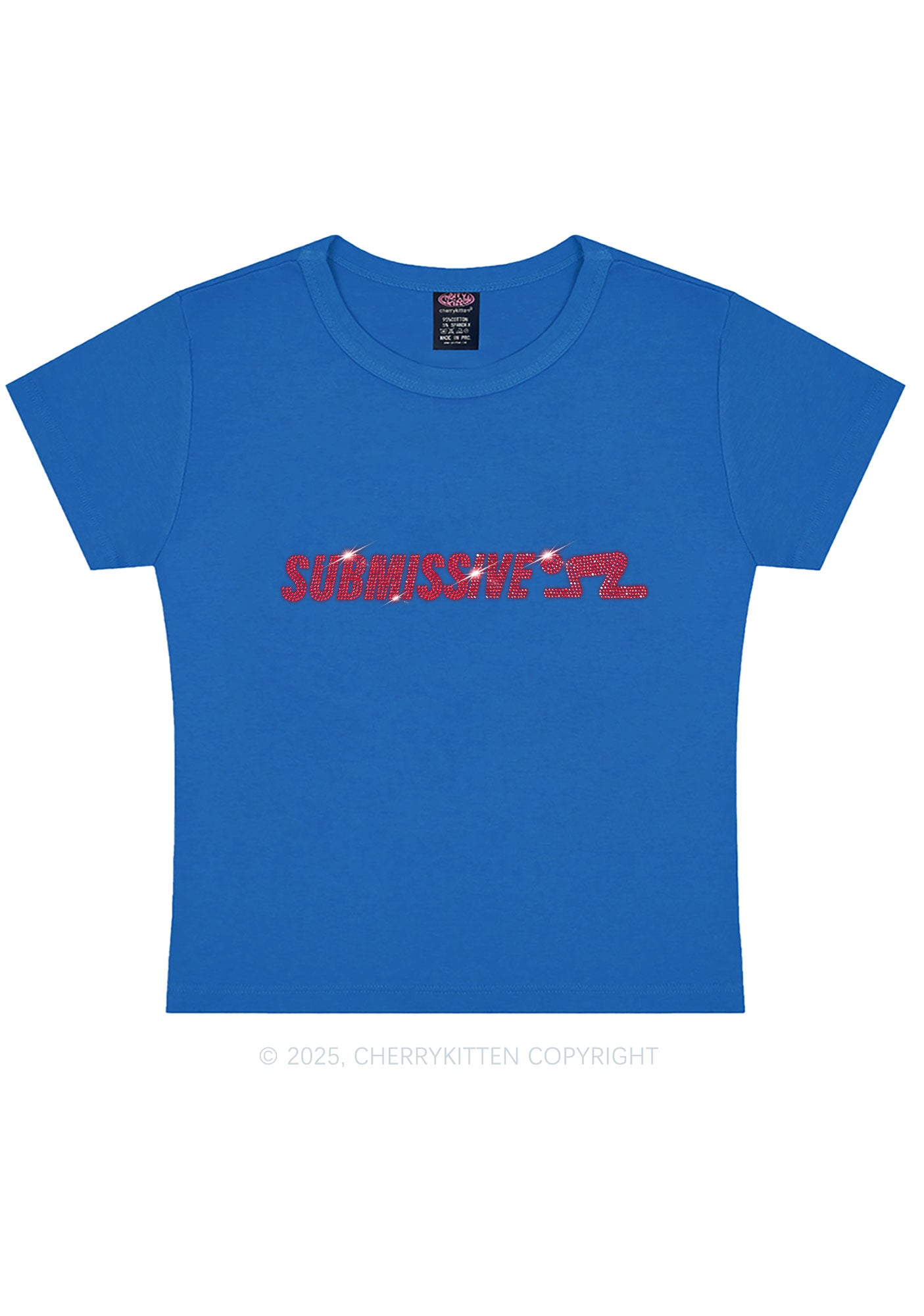 Rhinestone Submissive Man Y2K Baby Tee Cherrykitten